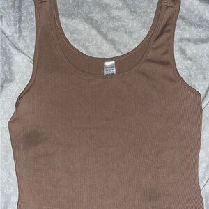 Brown Ribbed Tank Top